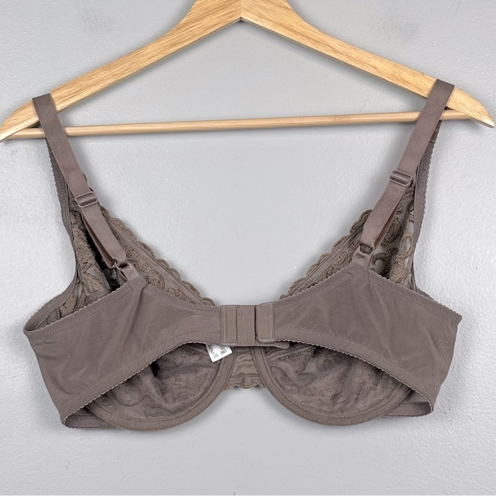 Wacoal brown Arabesque 85199 mesh embroidered Underwire Bra, 38D. - Picture 3 of 7